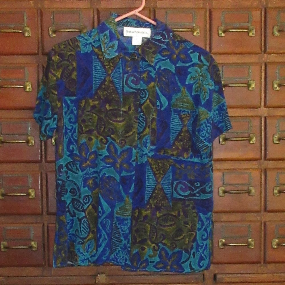 Sz 6 Short Sleeve Rayon Blouse NORTON McNAUGHTON